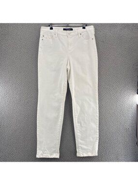 Liverpool Jeans Womens 10 Bone White Girlfriend High Rise Straight Leg Pockets